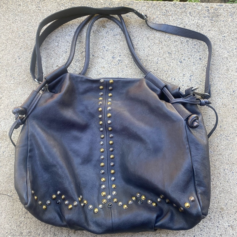We The Free Brand Black/Black Navy Gold & Silver Studded Crossbody Bag